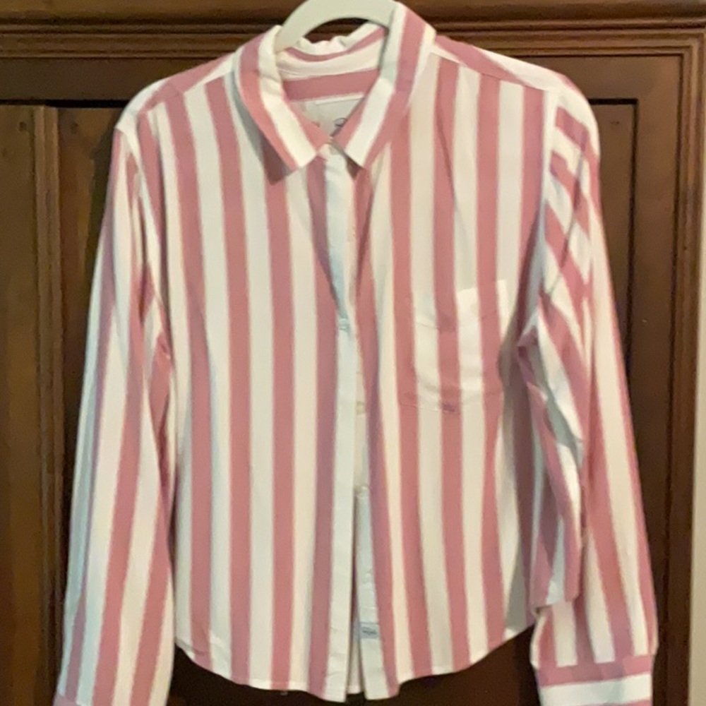 Rails Pink and White Striped Shirt